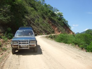 Miles and miles of dirt track through the jungle