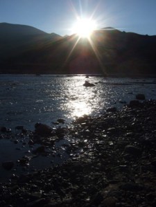Beautiful sunrise as we crossed the river