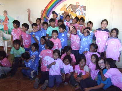 Wearing their tie dye t shirts